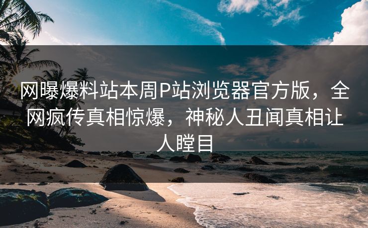 网曝爆料站本周P站浏览器官方版，全网疯传真相惊爆，神秘人丑闻真相让人瞠目