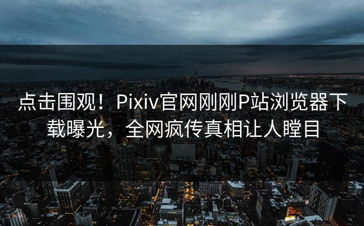 点击围观！Pixiv官网刚刚P站浏览器下载曝光，全网疯传真相让人瞠目