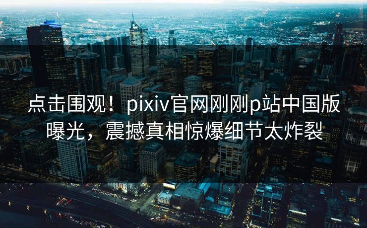 点击围观！pixiv官网刚刚p站中国版曝光，震撼真相惊爆细节太炸裂