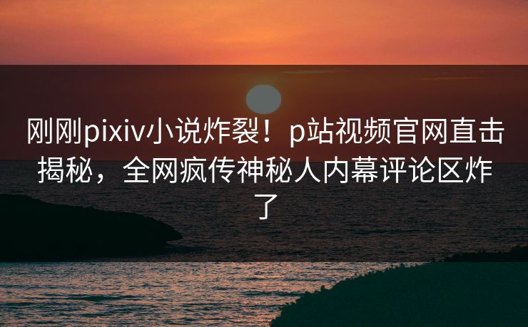 刚刚pixiv小说炸裂！p站视频官网直击揭秘，全网疯传神秘人内幕评论区炸了