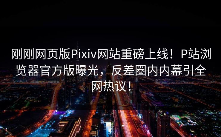 刚刚网页版Pixiv网站重磅上线！P站浏览器官方版曝光，反差圈内内幕引全网热议！