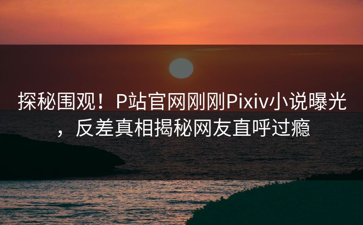 探秘围观！P站官网刚刚Pixiv小说曝光，反差真相揭秘网友直呼过瘾