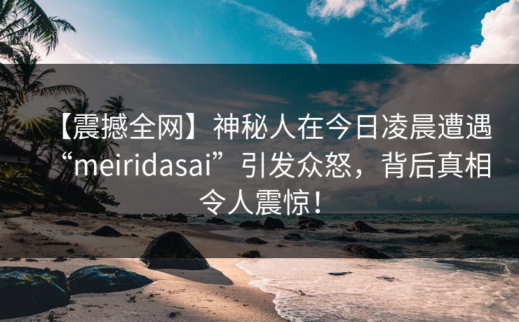 【震撼全网】神秘人在今日凌晨遭遇“meiridasai”引发众怒，背后真相令人震惊！