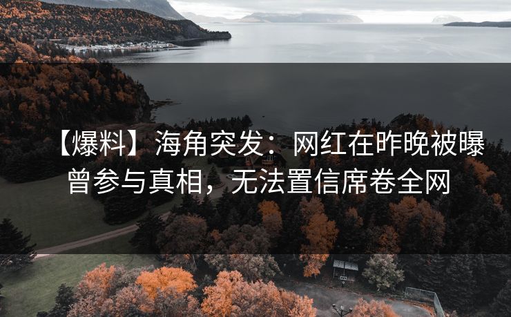 【爆料】海角突发：网红在昨晚被曝曾参与真相，无法置信席卷全网