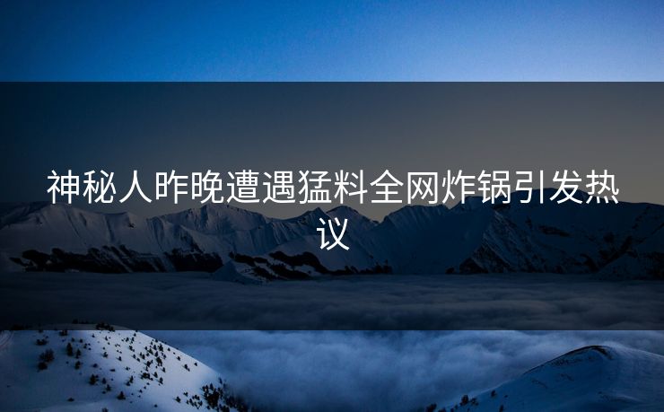 神秘人昨晚遭遇猛料全网炸锅引发热议