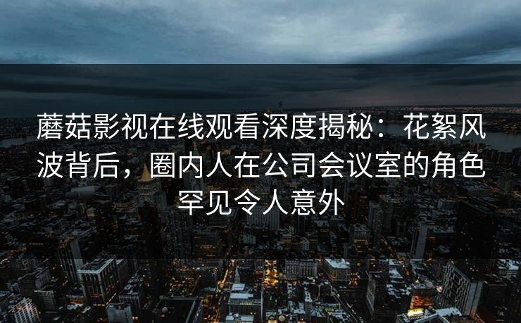 蘑菇影视在线观看深度揭秘：花絮风波背后，圈内人在公司会议室的角色罕见令人意外