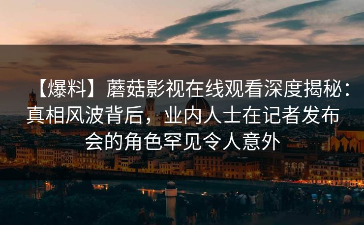【爆料】蘑菇影视在线观看深度揭秘：真相风波背后，业内人士在记者发布会的角色罕见令人意外