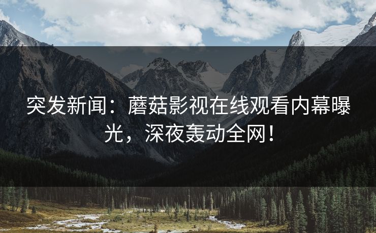 突发新闻：蘑菇影视在线观看内幕曝光，深夜轰动全网！