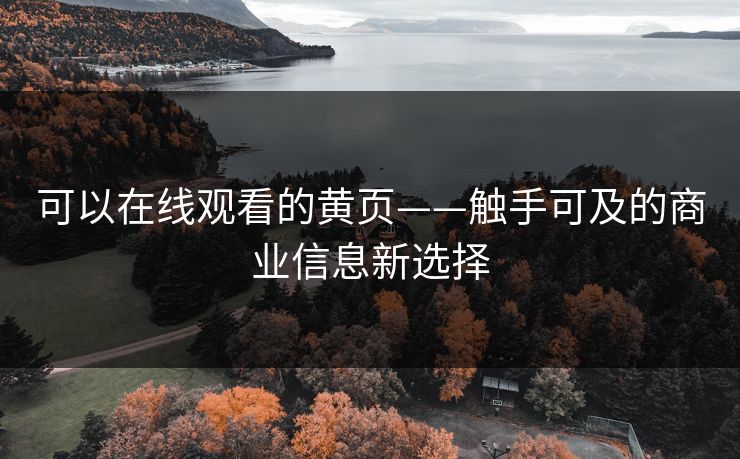 可以在线观看的黄页——触手可及的商业信息新选择 可以在线观看的黄页——触手可及的商业信息新选择