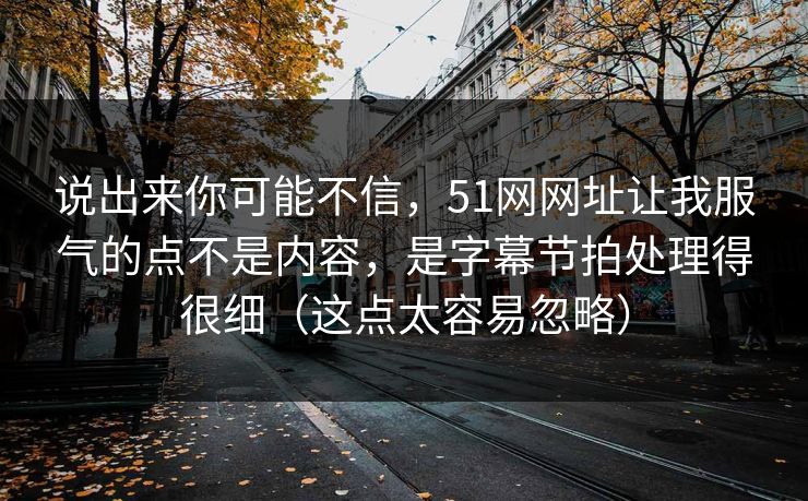 说出来你可能不信，51网网址让我服气的点不是内容，是字幕节拍处理得很细（这点太容易忽略）
