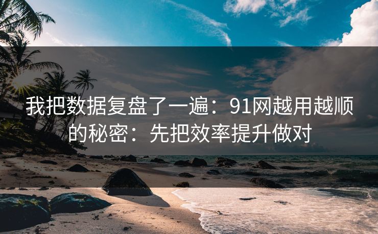 我把数据复盘了一遍:91网越用越顺的秘密:先把效率提升做对 我把数据复盘了一遍:91网越用越顺的秘密:先把效率提升做对